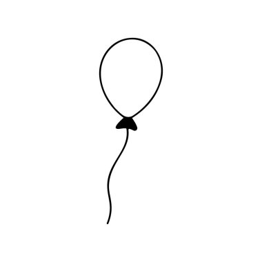 Asgari doğum günü balonu Simgesi Tasarımı, doğum günü balonu silueti vektör çizimi tasarımı