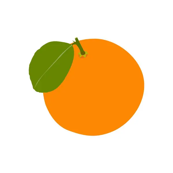 Düz Vektör Resimleri Yapraklı Turuncu Meyve 