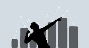 İlerlemeye devam edin ve ekonomik büyümeye ulaşmak için çalışmayı bırakmayın, siyah-beyaz çizgili sanat illüstrasyonu