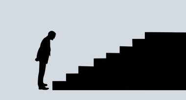 Hayalini kurduğumuz noktaya ulaşana kadar ilerlemeye devam et, siyah beyaz çizgi çizimi.