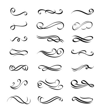 Kaligrafik tasarım elementleri Siyah ve Beyaz.