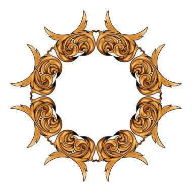 Lüks altın ve romantik Vintage stili oymalı çerçeve vektör tasarımı