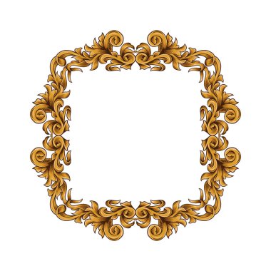 Lüks altın ve romantik Vintage stili oymalı çerçeve vektör tasarımı