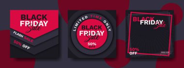 Kara Cuma süper satış sosyal medya afişi şablonu