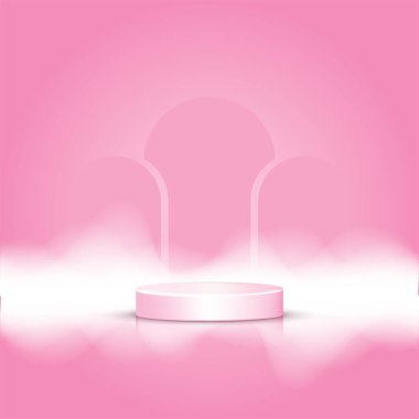 Ürün sunumu için arkaplan podyumu, pembe arkaplan 3d vektörü