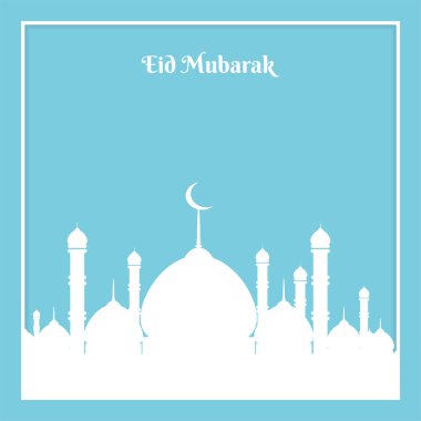 Düz bayram mübarek tebrik kartı Yumuşak mavi ve beyaz