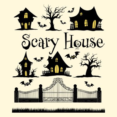 Hayaletli Ev Siluetleri seti