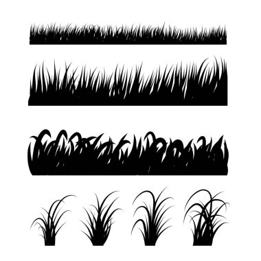 Çimen Silueti Sınır Vektörü İllüstrasyon Koleksiyonu
