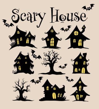 Hayaletli Ev Siluetleri seti