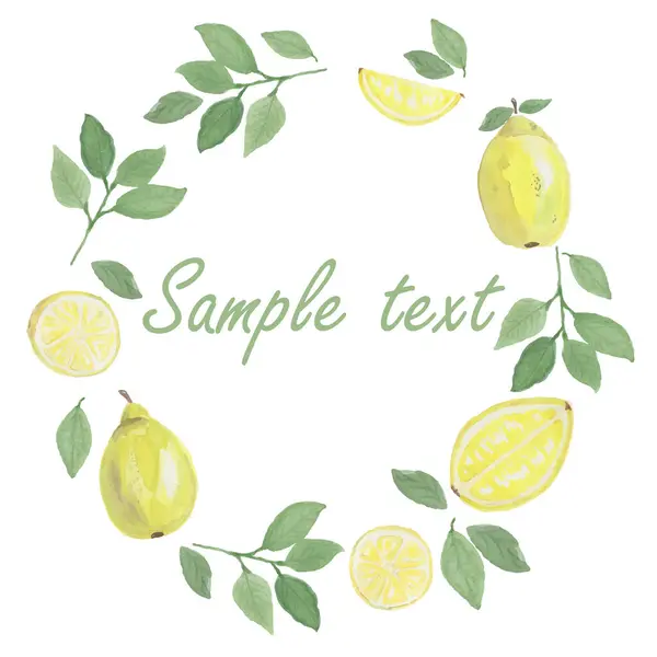 Limonlu vektör çerçevesi. Suluboya