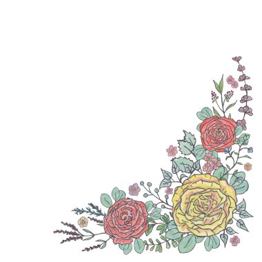 Çiçek aranjmanı koleksiyonu. Suluboya çizimi