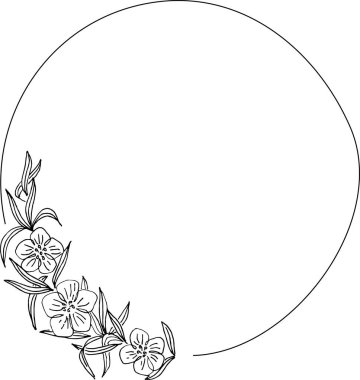 Hand drawn vector floral border black and white floral wreath for wedding invitation