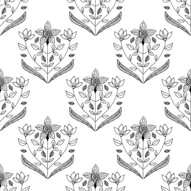 El çizimi pürüzsüz çiçek deseni