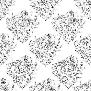 El çizimi pürüzsüz çiçek deseni