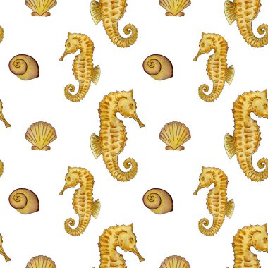 Elle çizilmiş elementlerle kusursuz desen. Deniz deseni