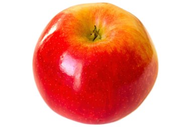 Taze, parlak kırmızı elmanın yakın plan görüntüsü