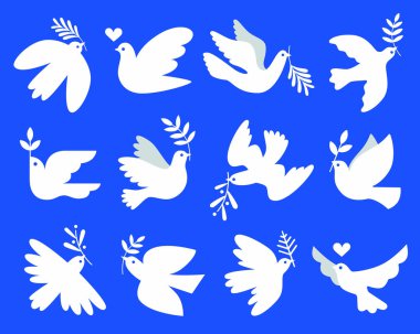 Peace Doves Vector Icon Set