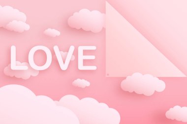 Bulutlu Pembe Aşk Kartı