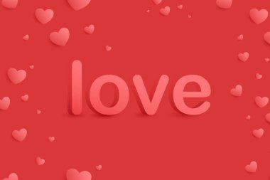 Aşk kartı, kırmızı arka plan ve aşk mektupları.