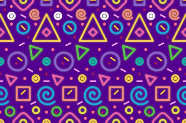Soyut mor arka plan geometrik dikişsiz desen. Memphis tarzı