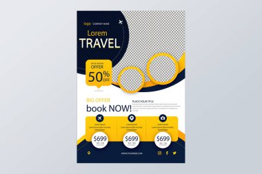 Seyahat acentesi Pro Vector için iş ilanı tasarımı ve broşür kapağı şablonu