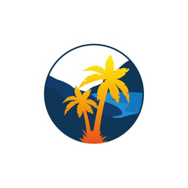 Sunset Beach logo vektör simgesi Pro Vector.