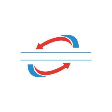 Hot, cold, red, blue curved arrows. Two-way temperature direction symbols. Isolated on a white background. clipart