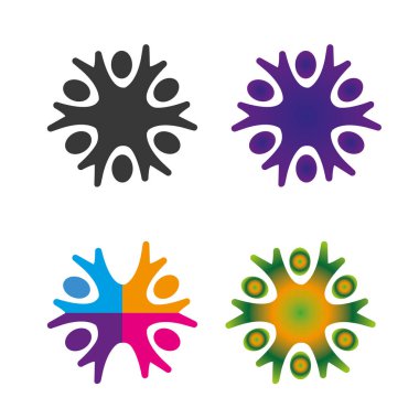 Takım çalışması logosu küresel insan bağlantı sembolü Virüs Kara Virüs Viroloji vektörünün Sanatsal Tarafı.