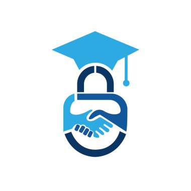 Eğitim El sıkışma Kilidi Simgesi Tasarımı.