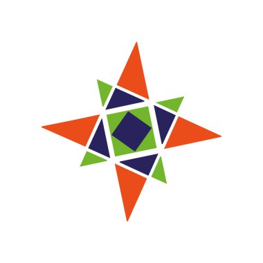 Renkli dönen geometrik şekillerin içindeki yıldız günlük kaydı vektörü.