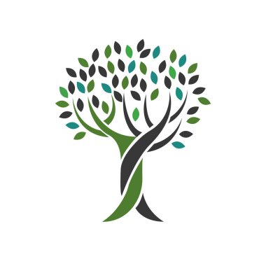 Yeşil ekoloji logosunun ağaç logosu doğa logosu vektörü