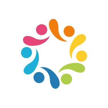 Print5 Birlikte ve Topluluk Konsepti logosu soyut vektör illüstrasyonu