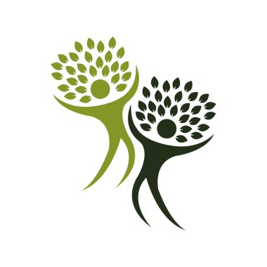  Ağaç insanları ekolojik sembol logo vektörü.