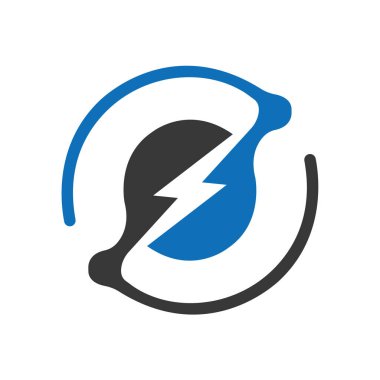 Initial Letter O Repair Wrench And Volt Power Logo Design For Repair, Electrical Sign Vector Template