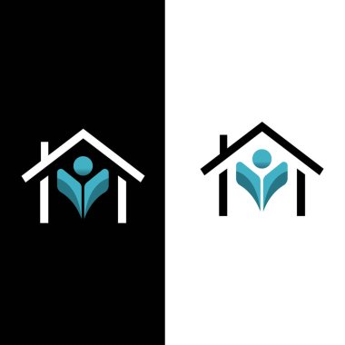 Ev bakımı logo taşıyıcı insan evi simgesi