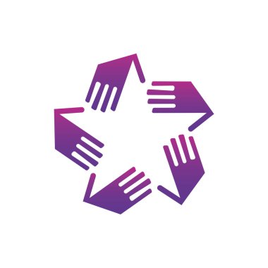 Yıldız eli daire vektör logosu Simge Tasarımı Biçimi