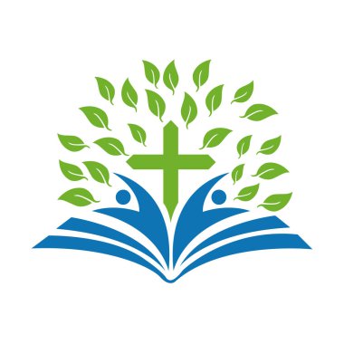 Kilise logosu modern vektör grafik soyut yaprak kitap logosu tasarımı