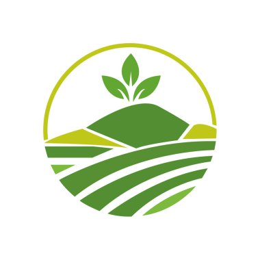 Tarımsal işletmelerin vektör logosu çizimi, traktör çiftliği, toprak çiftliği, ekin alanı, otlak, süt, ahır, amblem, tasarım konsepti, Yaratıcı Sembol, Simge.