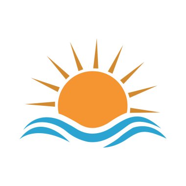 Basit kullanışlı parlak güneş ve bulut logosu açık bir gökyüzü ikonu tasarım vektör grafik çizimleri çizimleri.