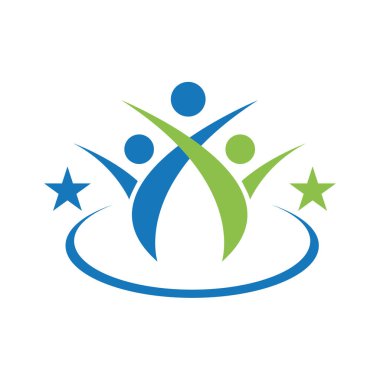 İnsan karakteri logosu Pro Vector aile yıldız logosu tasarımı imzası