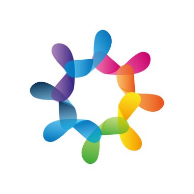 Takım çalışması iş birliği ve işbirliği basit geometrik elementlerle yaratıldı. Vektör simgesi ya da logo. Arkadaşlık rüya takımı, birleşik mürettebat renkli tasarım.