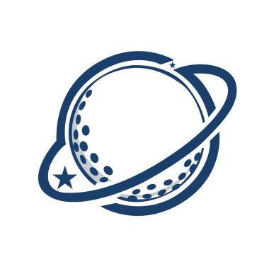 Logo tasarımının içinde golf topu olan soyut Halka gezegeni