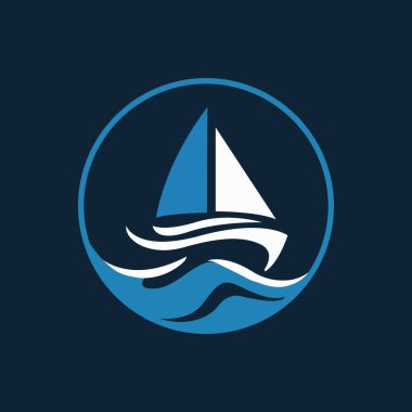 Sailboat boat on sea ocean wave with logo design Free Vector. clipart