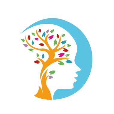 Genç Kadın İnsan Biçiminin Gerçekçi İfadeleri İçin Renkli Ağaç Logosu