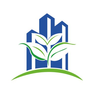 Yaprak Şehri logo şablonu yaratıcı yapı vektörü simgesi