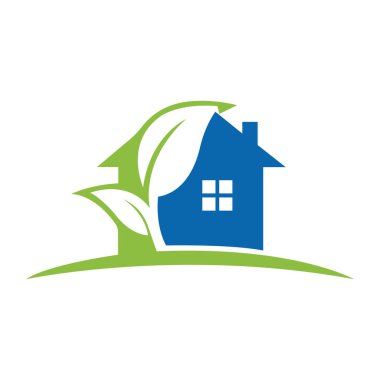 Çember, ev, logo, illüstrasyon, ev, yeşil, bitkiler, sembol, vektör, ev, ekoloji, ikon, tasarım Vektörü