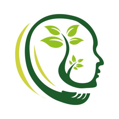 Sağlıklı Zihin Logosu Yaratıcı Modern El Doğa Sembol Vektörü Tasarımı