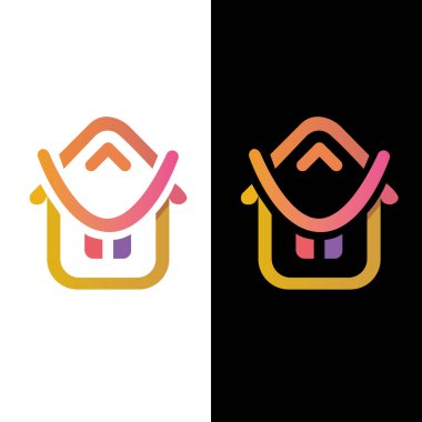 Ev siluetleri içeren özellik logosu vektörlü renkli emoji ev logosu tasarımı.