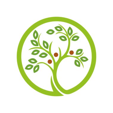 Zarif çember ağaç yaprağı tarım logosu tasarım vektörü Wellness-tree logo vektörü