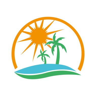 Yaz logo vektör şablonu Tasarım Boş Tatil Logosu Turizm Amblemi Tatil Merkezi Simgesi Simgesi